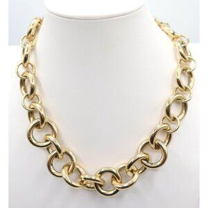 J CREW Chunky Open Link Statement Gold Tone Chain Necklace 18 Inches Preppy